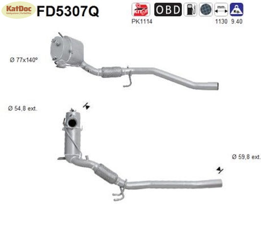 Ruß - Partikelfilter für VW Passat B6, 2.0 TDI, 125kW, Silizium, Euro 5 - KatDoc
