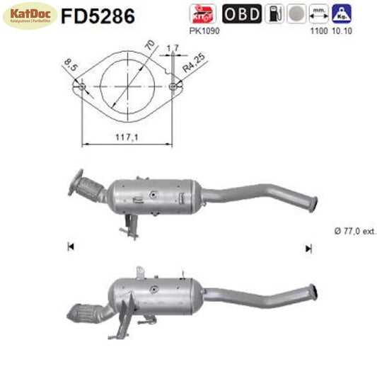 Ruß - Partikelfilter für Nissan NV400, Opel Movano, Renault Master, 2.3, Euro 5 - KatDoc