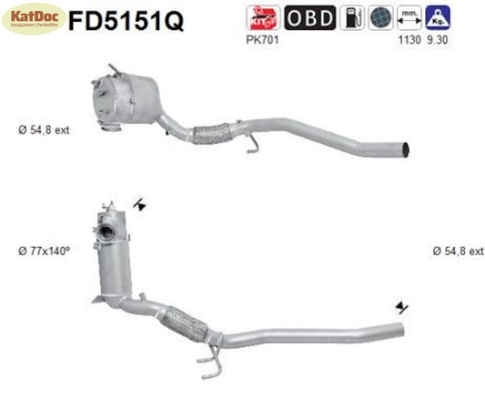 Ruß - Partikelfilter für Audi/Seat/Skoda/VW, 1.6/2.0 TDI, Silizium, Euro 5 - KatDoc