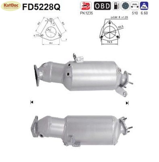 Ruß - Partikelfilter für Audi A6, 2.0 TDI, 100/120/125kW, Silizium, Euro 5 - KatDoc