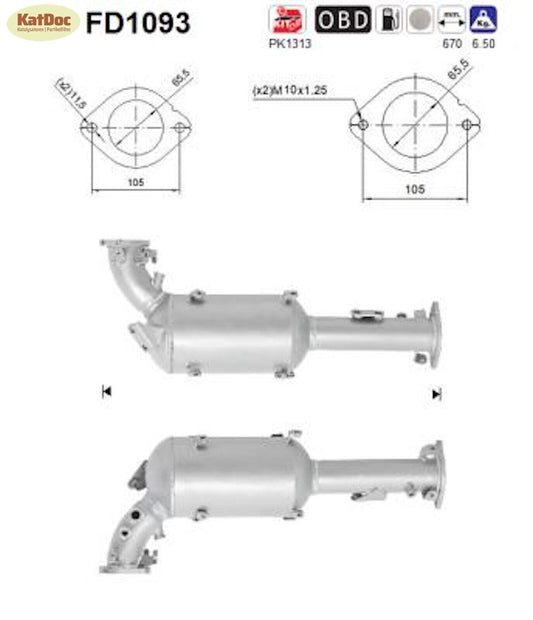 Ruß-Partikelfilter für Nissan Navara NP300/Pathfinder, 2.5 dCi, 4WD, Euro 5