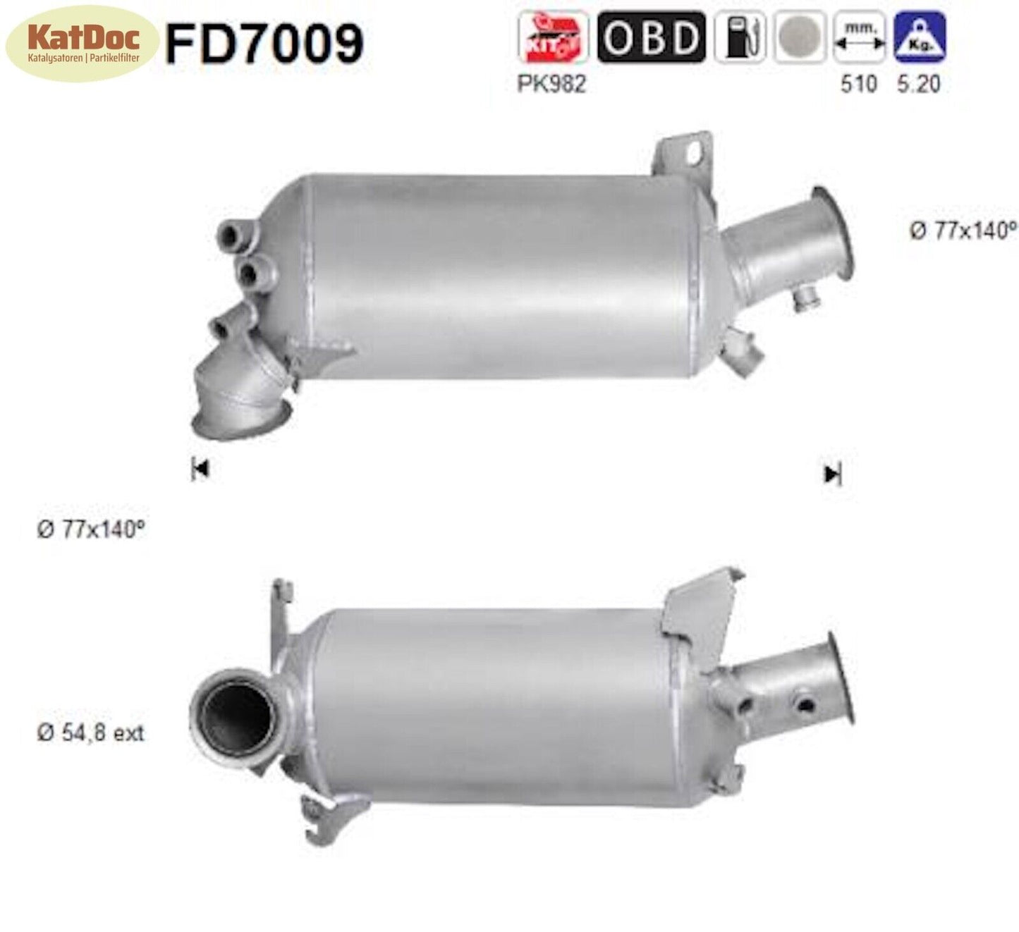 Ruß - Partikelfilter für VW T5/Multivan 1.9 TDI, 62/75kW, Euro 4 - KatDoc