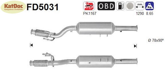 Ruß - Partikelfilter für Citroen C8/Jumpy, Fiat Scudo, Peugeot 807/Expert,Euro 5 - KatDoc