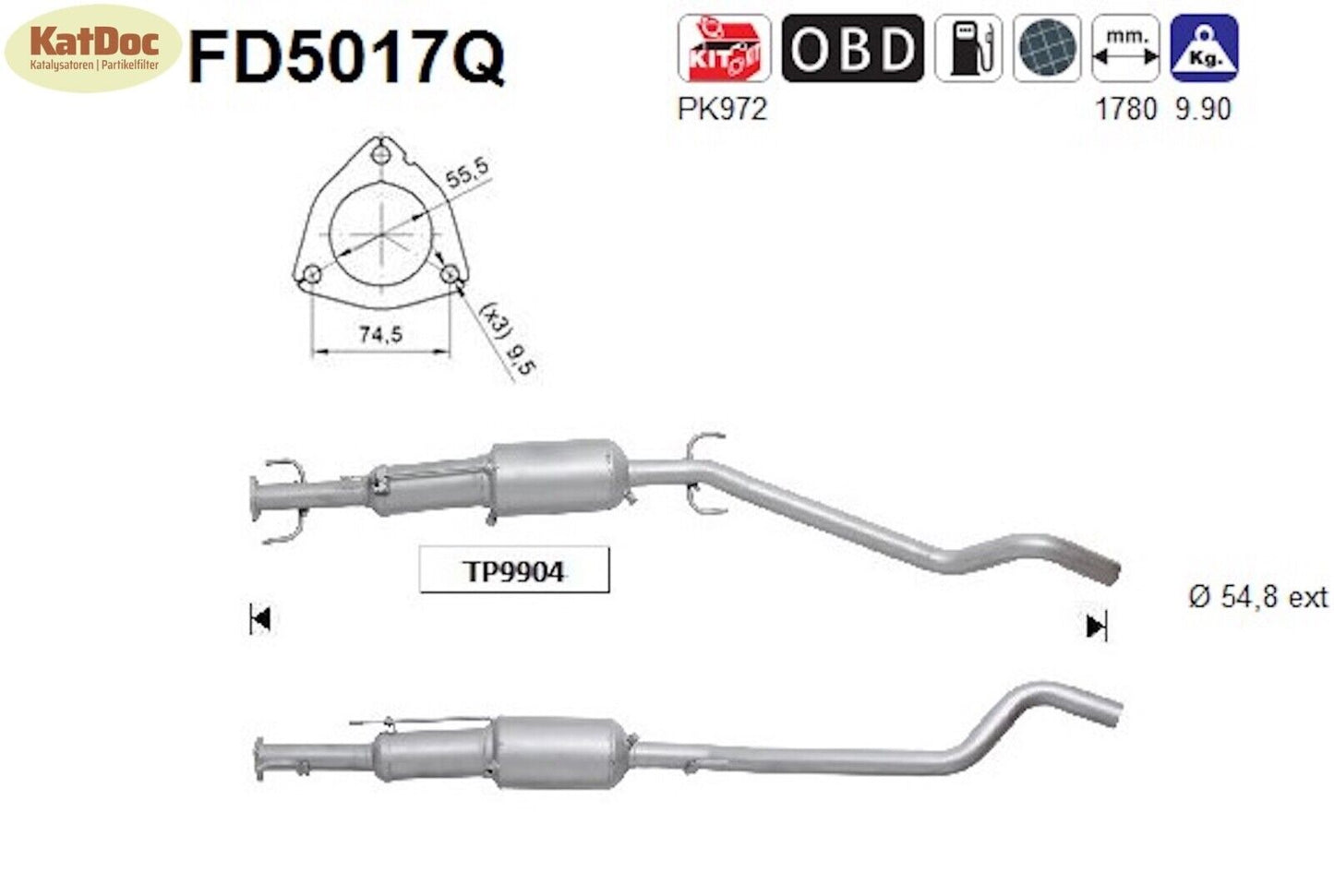 Ruß - Partikelfilter für Opel Astra H/GTC, 1.9 CDTI, 16V, Silizium, Euro 4 - KatDoc