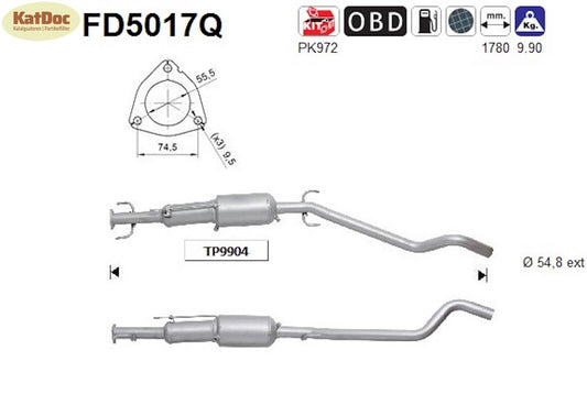 Ruß - Partikelfilter für Opel Astra H/GTC, 1.9 CDTI, 16V, Silizium, Euro 4 - KatDoc