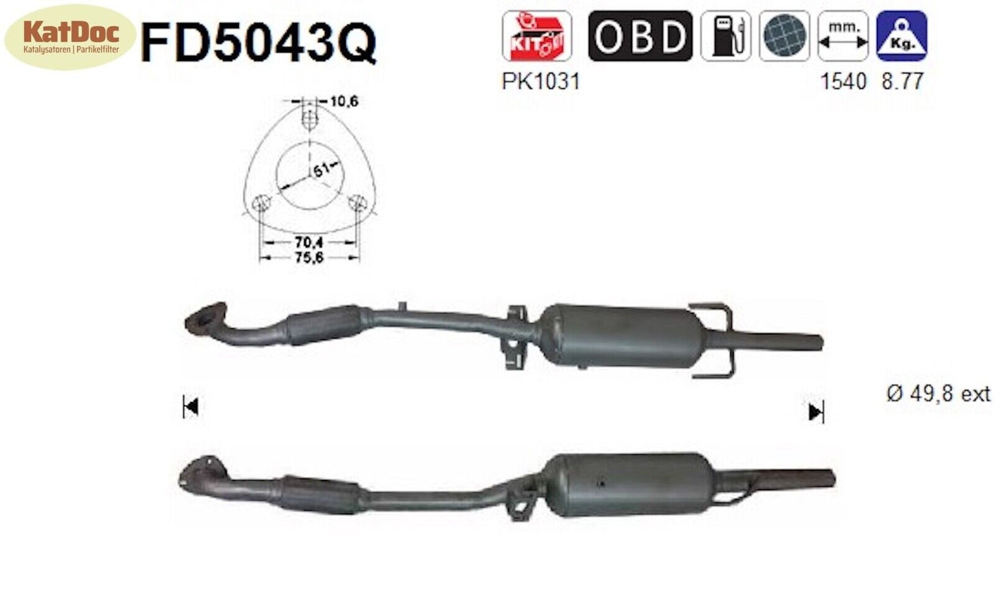Ruß - Partikelfilter für Opel Astra H/Corsa D/Zafira B,1.7 CDTi,Silizium, Euro 4 - KatDoc
