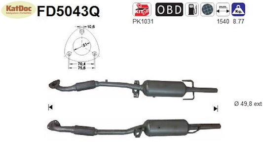 Ruß - Partikelfilter für Opel Astra H/Corsa D/Zafira B,1.7 CDTi,Silizium, Euro 4 - KatDoc