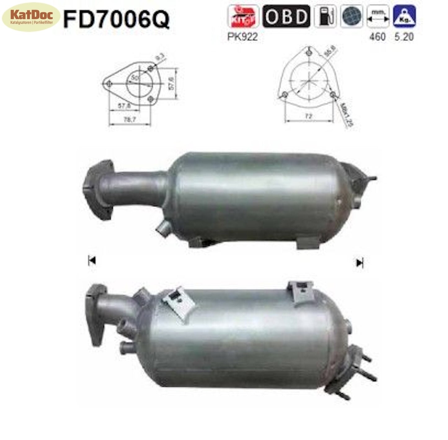 Ruß - Partikelfilter für Audi A4/A6, 1.9/2.0 TDI, 85/100/103kW, Silizium, Euro 4 - KatDoc