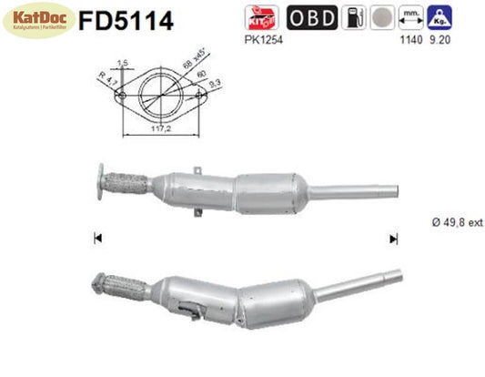 Ruß - Partikelfilter für Renault Kangoo/Rapid, 1.5 dCi, 55/66/80kW, Euro 5 - KatDoc