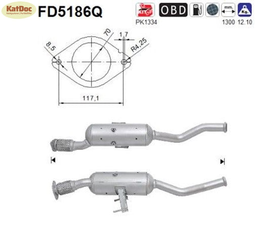 Ruß - Partikelfilter Nissan NV400,Opel Movano,Renault Master,RWD,Silizium,Euro 5 - KatDoc
