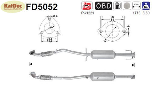 Ruß - Partikelfilter für Opel Astra J / GTC, 1.7 CDTI, Euro 5 - KatDoc