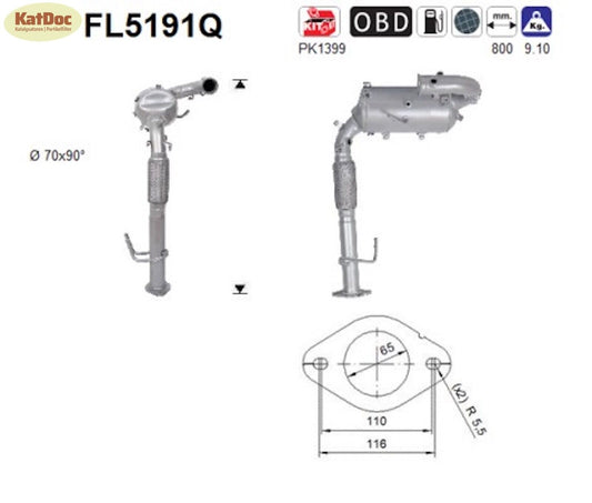 Ruß - Partikelfilter für Ford Galaxy/Mondeo/S - Max, 2.0 TDCi, Silizium, Euro 6 - KatDoc