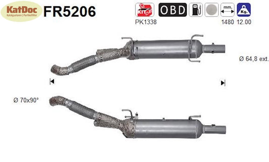 Ruß-Partikelfilter für Citroen Jumper, Peugeot Boxer, 2.0 BlueHDi, Euro 6
