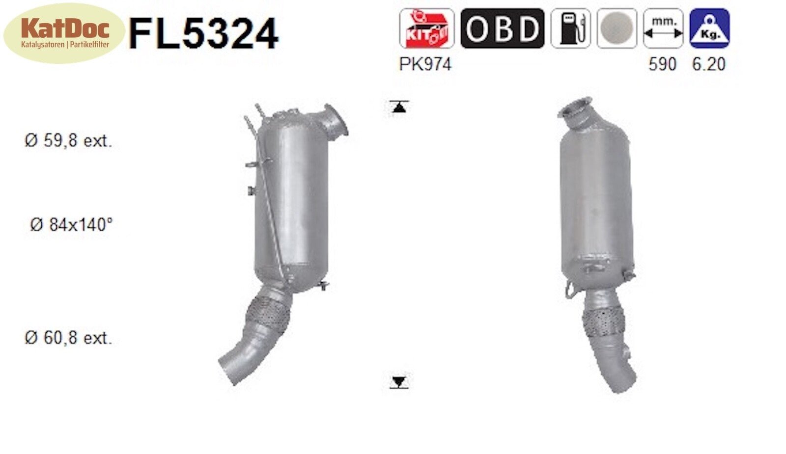 Ruß - Partikelfilter für BMW 1er/2er/3er/4er, 2.0, Euro 6 - KatDoc