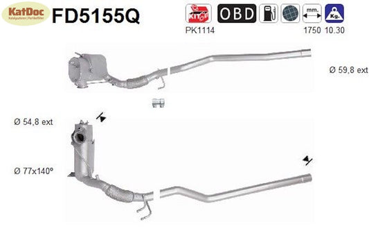 Ruß - Partikelfilter für Audi Q3, VW Tiguan, 2.0 TDI, Silizium, Euro 5 - KatDoc