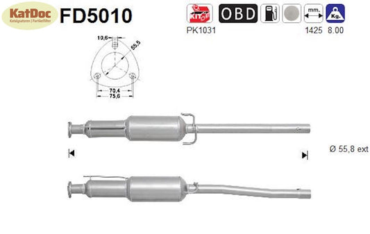 Ruß - Partikelfilter für Saab 9 - 5, 1.9 TiD, 110kW, Euro 4 - KatDoc