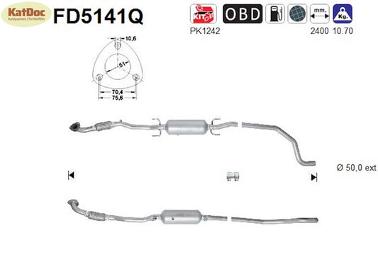 Ruß - Partikelfilter für Opel Corsa D, 1.7 CDTi, 92/96kW, Silizium, Euro 4 - KatDoc