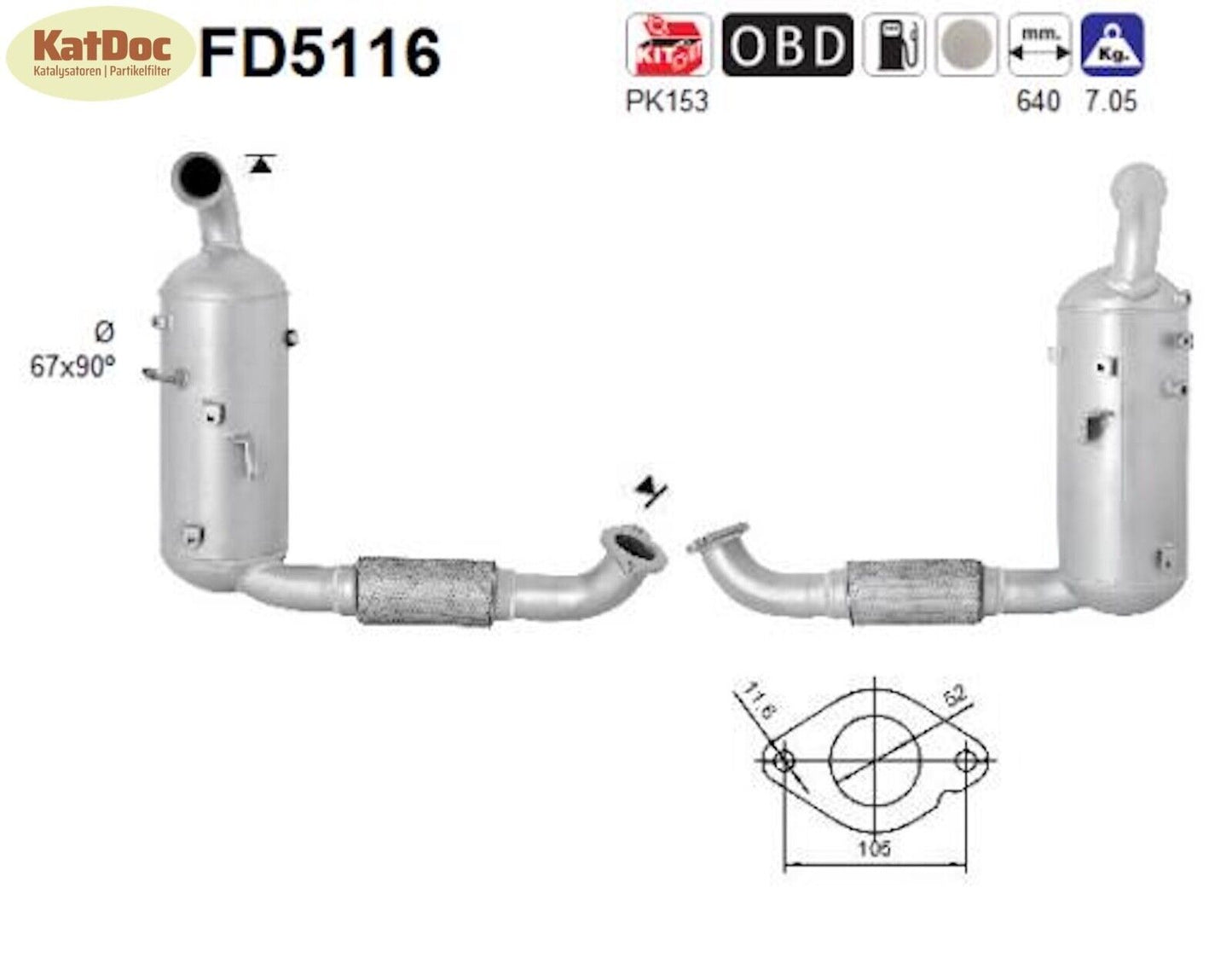 Ruß - Partikelfilter Ford C - Max/Focus/Grand C - Max/Mondeo/Tourneo/Transit, Euro 5 - KatDoc