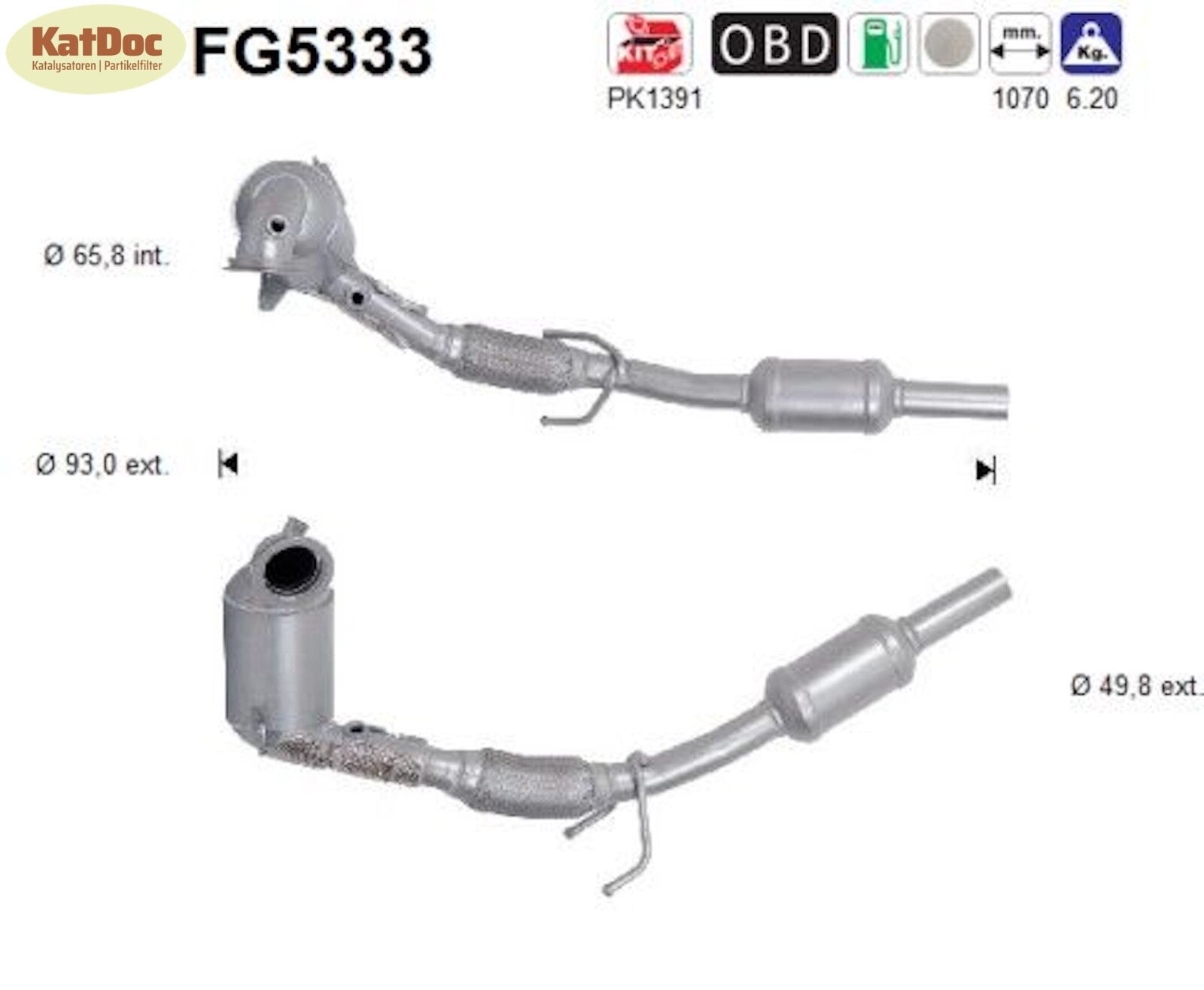 Ruß - Partikelfilter inkl. Katalysator für Audi, Seat, Skoda, 1.0, Euro 6 - KatDoc
