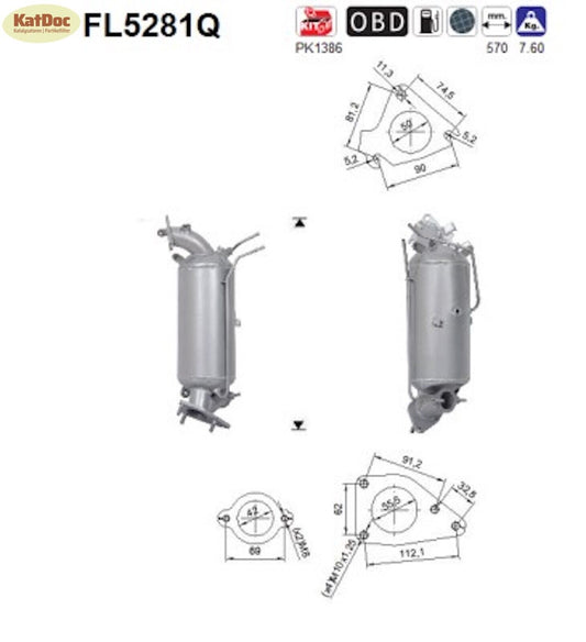 Ruß - Partikelfilter Honda Civic 9/CR - V/HR - V, 1.6 i - DTEC, 88kW, Silizium, Euro 6 - KatDoc