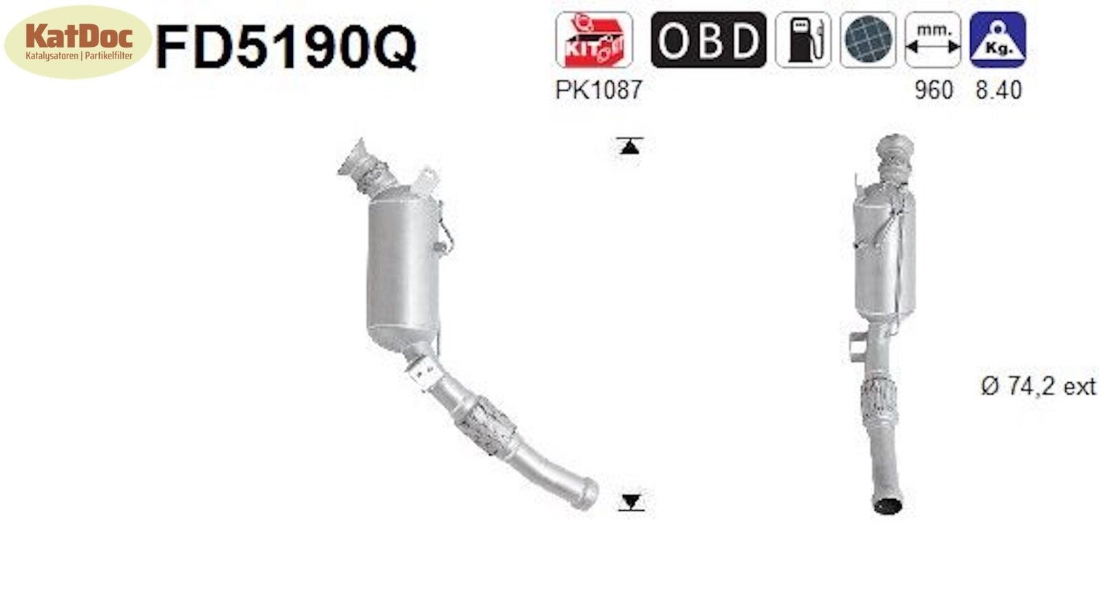 Ruß - Partikelfilter Mercedes Marco Polo/V - Klasse/Vito, 2.2, Silizium, Euro 5 - KatDoc
