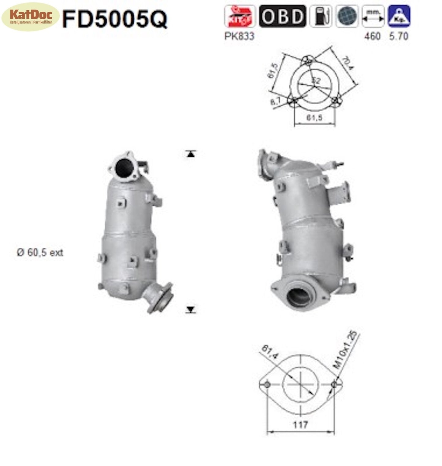 Ruß - Partikelfilter für Toyota Auris / Avensis / Corolla, Silizium, Euro 4 - KatDoc