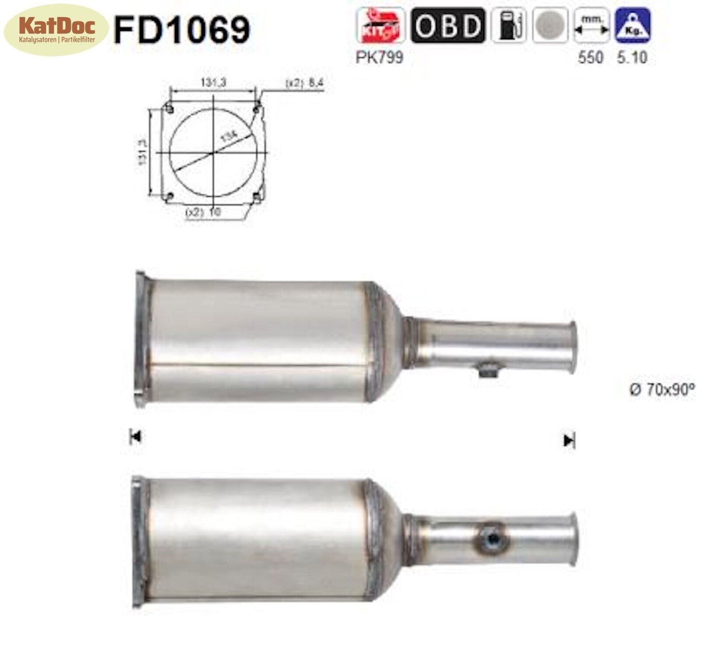 Ruß - Partikelfilter Citroen C5, Peugeot 407, 2.0, HDi, 100/103kW, Euro 5 - KatDoc