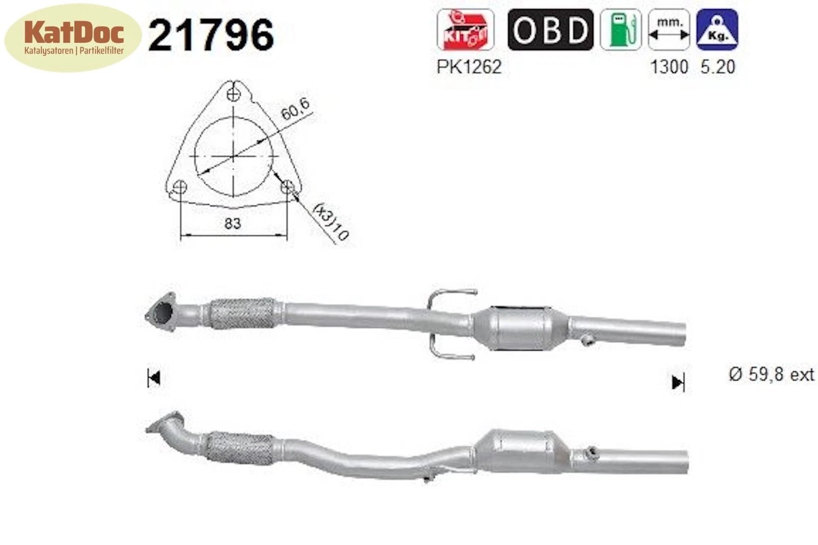 Katalysator für Opel Corsa D, 1.6 Turbo, 110/141kW, Euro 4 - KatDoc