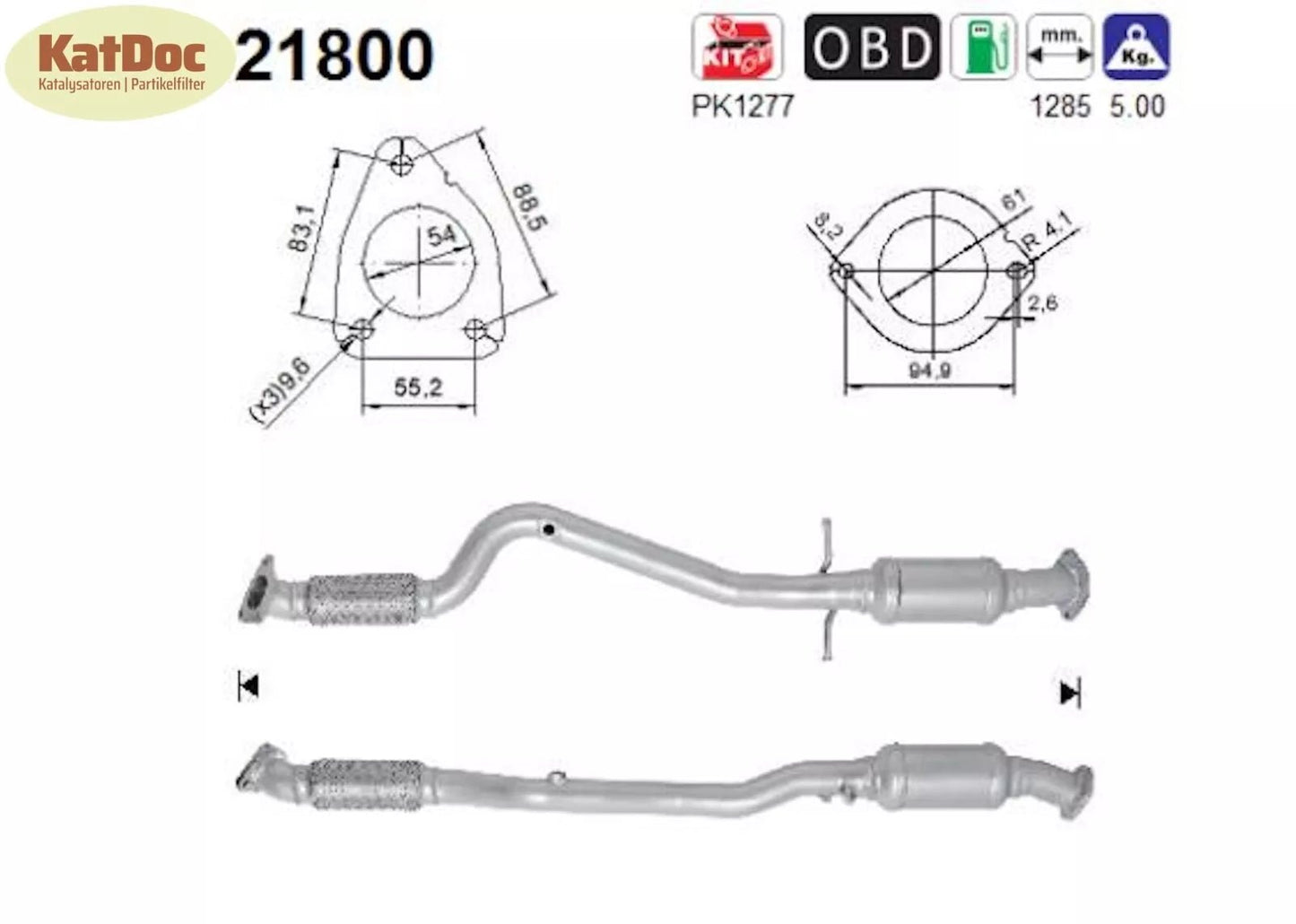 Katalysator für Opel Astra J, 1.4 Turbo, 88/103kW, Euro 5