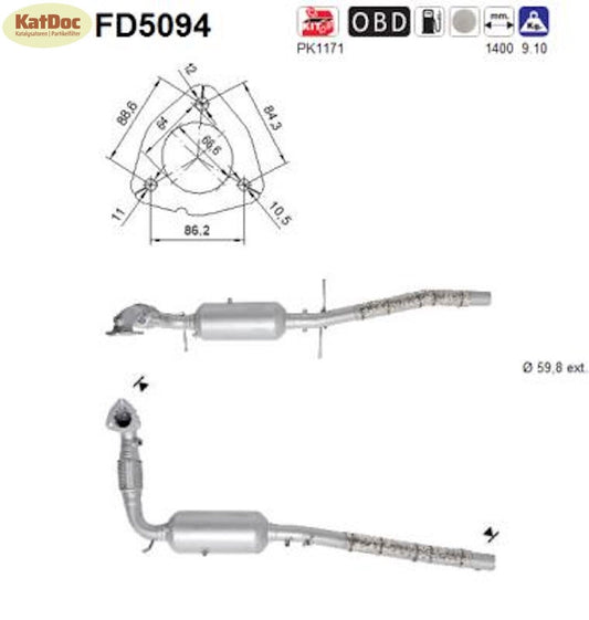 Ruß - Partikelfilter Ford Transit, 2.2 TDCi, 74/92/103kW, Euro 5 - KatDoc