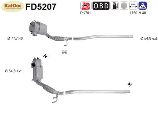 Ruß - Partikelfilter VW CC/Passat, 2.0 TDI 4motion, 103/125/130kW, Euro 5 - KatDoc
